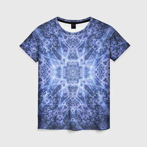 Женская футболка Ледяные линии на синем цвете / 3D-принт – фото 1