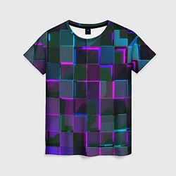 Женская футболка Неоновые линии и кубы