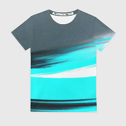 Женская футболка Абстрактные линии - черный циан
