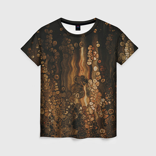 Женская футболка Тёмные камни и тёмные краски в воде / 3D-принт – фото 1