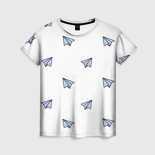 Женская футболка Бумажные самолетики / 3D-принт – фото 1