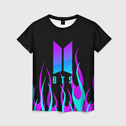 Женская футболка Bts градиент неон