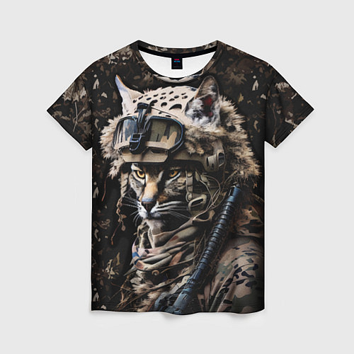 Женская футболка Рысь солдат спецназа / 3D-принт – фото 1