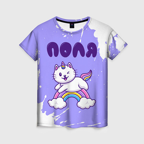 Женская футболка Поля кошка единорожка / 3D-принт – фото 1