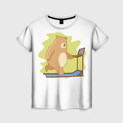 Женская футболка Медведь на беговой дорожке / 3D-принт – фото 1