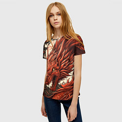 Футболка женская Японский краcный дракон, цвет: 3D-принт — фото 2