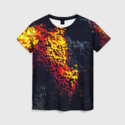 Женская футболка Огненные кубы клетка
