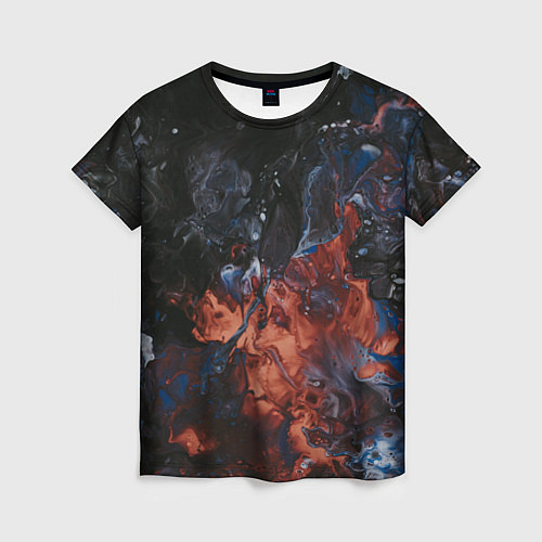 Женская футболка Абстрактные брызги тёмных красок и воды / 3D-принт – фото 1