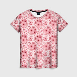 Женская футболка Розовые цветы узор