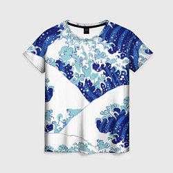 Женская футболка Японская графика - волна - паттерн
