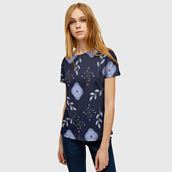 Футболка женская Цветок и веточка, двух цветная ветка, цвет: 3D-принт — фото 2