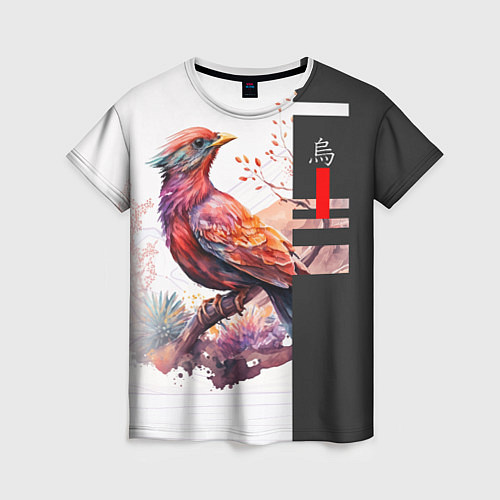 Женская футболка Птичка на ветке / 3D-принт – фото 1