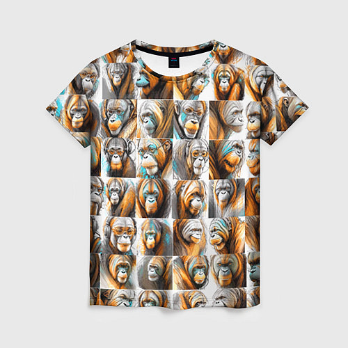 Женская футболка Орангутаны / 3D-принт – фото 1