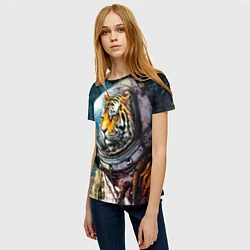 Футболка женская Тигр космонавт на далекой планете, цвет: 3D-принт — фото 2