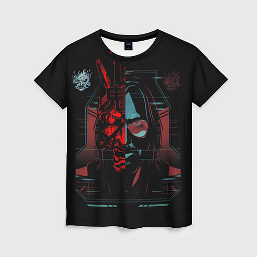 Женская футболка Cyberpunk 2077 johnny samurai / 3D-принт – фото 1
