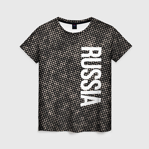 Женская футболка Россия на фоне узора медного цвета / 3D-принт – фото 1