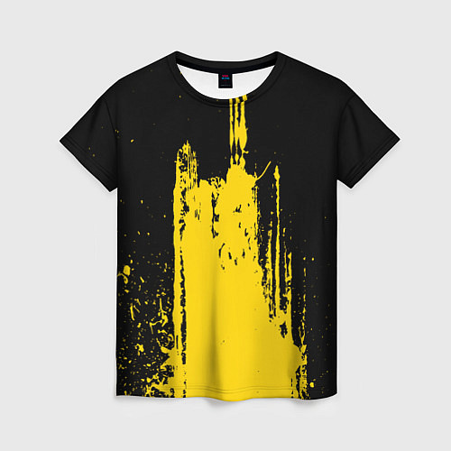 Женская футболка Фонтан бурлящей желтой краски / 3D-принт – фото 1