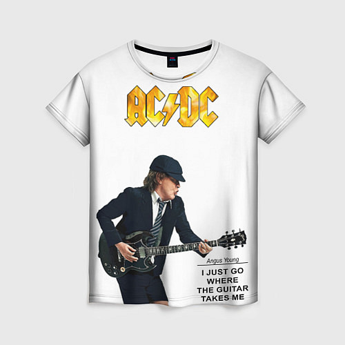 Женская футболка Ангус Янг играющий на гитаре / 3D-принт – фото 1