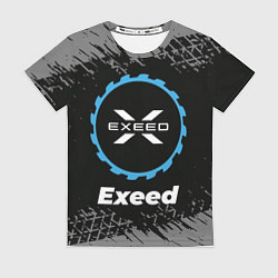 Футболка женская Exeed в стиле Top Gear со следами шин на фоне, цвет: 3D-принт