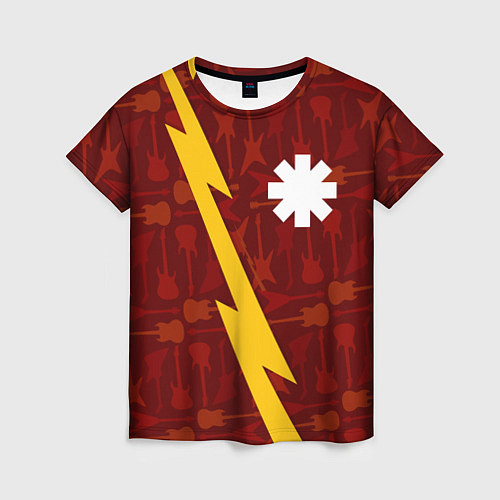 Женская футболка Red Hot Chili Peppers гитары и молния / 3D-принт – фото 1