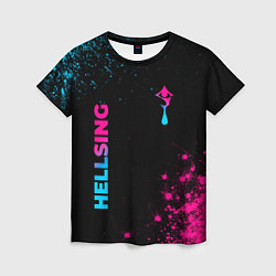 Женская футболка Hellsing - neon gradient: надпись, символ