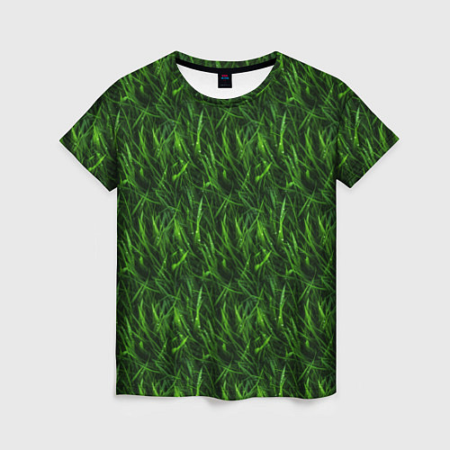 Женская футболка Сочный узор из зеленой травки / 3D-принт – фото 1