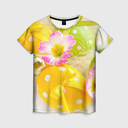 Женская футболка Пасхальные яйца и цветы