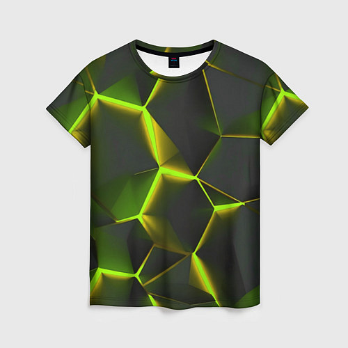Женская футболка Разлом неоновых плит / 3D-принт – фото 1