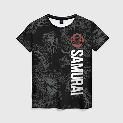 Женская футболка Одинокий самурай и дракон / 3D-принт – фото 1