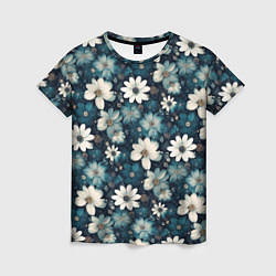 Женская футболка Узор из весенних цветочков