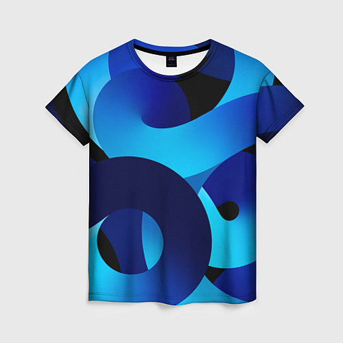 Женская футболка Синие линии в виде узоров / 3D-принт – фото 1