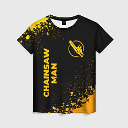 Женская футболка Chainsaw Man - gold gradient: надпись, символ