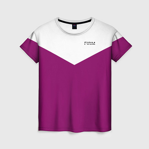 Женская футболка FIRM бело - пурпурный / 3D-принт – фото 1