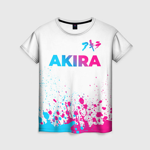 Женская футболка Akira neon gradient style: символ сверху / 3D-принт – фото 1