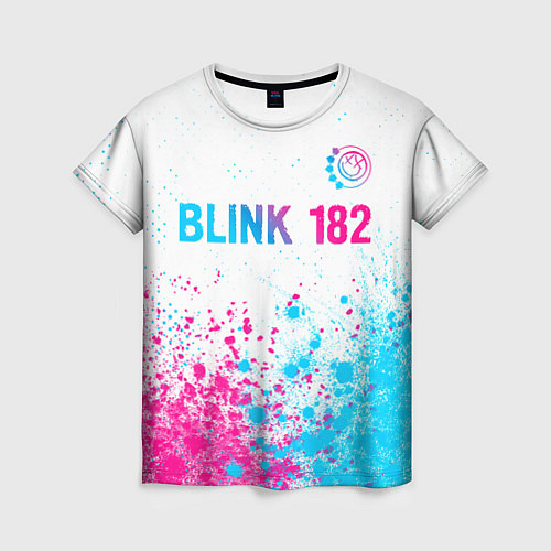 Женская футболка Blink 182 neon gradient style: символ сверху / 3D-принт – фото 1