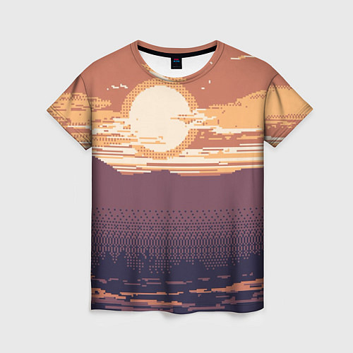 Женская футболка Пиксельный пейзаж пустыни / 3D-принт – фото 1