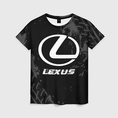 Женская футболка Lexus speed на темном фоне со следами шин / 3D-принт – фото 1