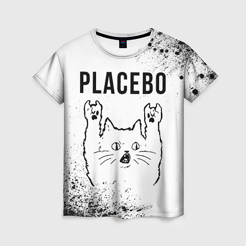Женская футболка Placebo рок кот на светлом фоне / 3D-принт – фото 1