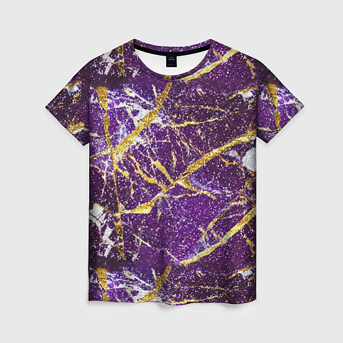 Женская футболка Фиолетовые и золотые блестки / 3D-принт – фото 1