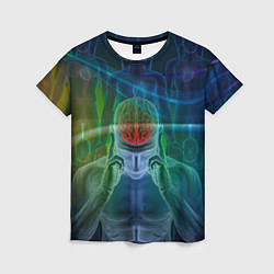 Футболка женская Человеческий мозг и импульсы, цвет: 3D-принт