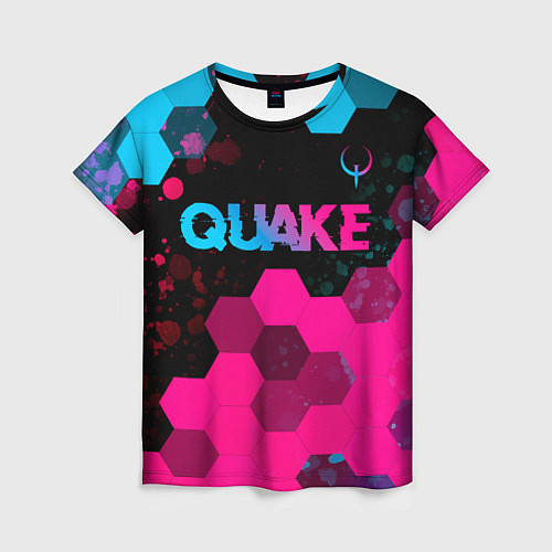 Женская футболка Quake - neon gradient: символ сверху / 3D-принт – фото 1