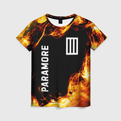 Женская футболка Paramore и пылающий огонь