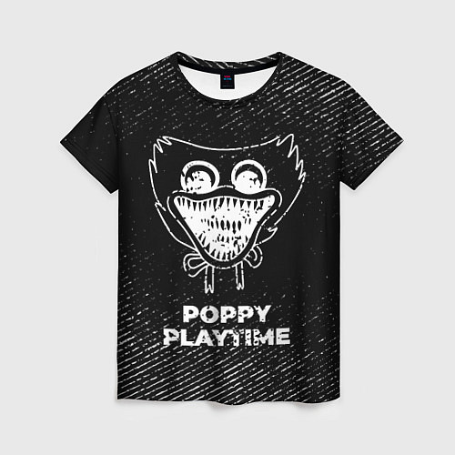 Женская футболка Poppy Playtime с потертостями на темном фоне / 3D-принт – фото 1