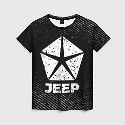 Футболка женская Jeep с потертостями на темном фоне, цвет: 3D-принт