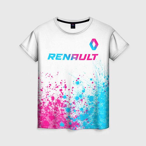 Женская футболка Renault neon gradient style: символ сверху / 3D-принт – фото 1