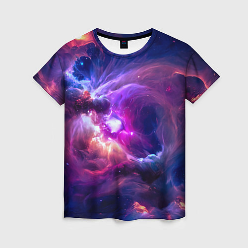 Женская футболка Небула в космосе в фиолетовых тонах - нейронная се / 3D-принт – фото 1