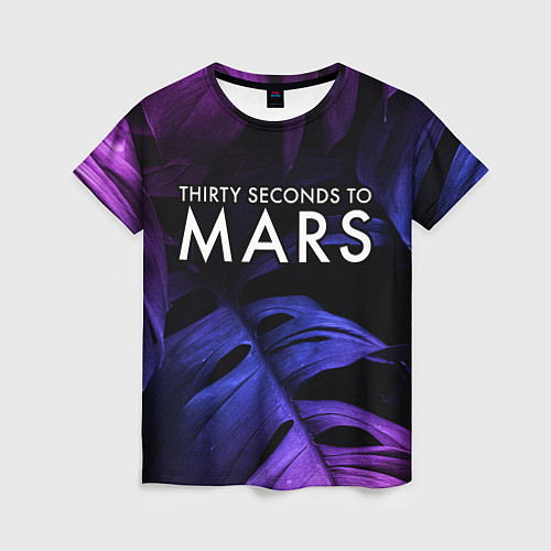 Женская футболка Thirty Seconds to Mars neon monstera / 3D-принт – фото 1