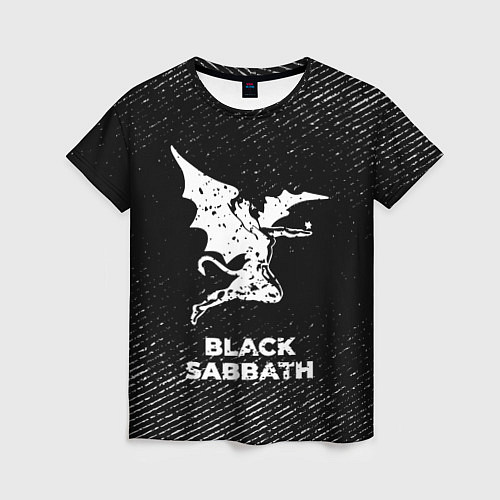 Женская футболка Black Sabbath с потертостями на темном фоне / 3D-принт – фото 1