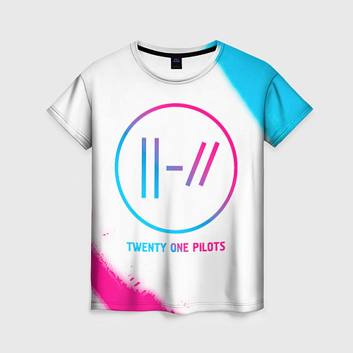 Женская футболка Twenty One Pilots neon gradient style / 3D-принт – фото 1