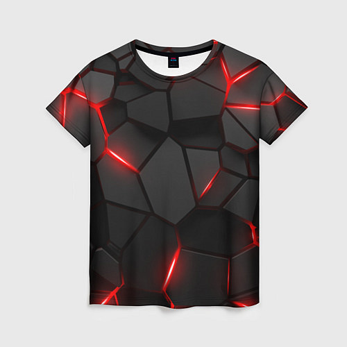 Женская футболка Плиты с красной подсветкой / 3D-принт – фото 1